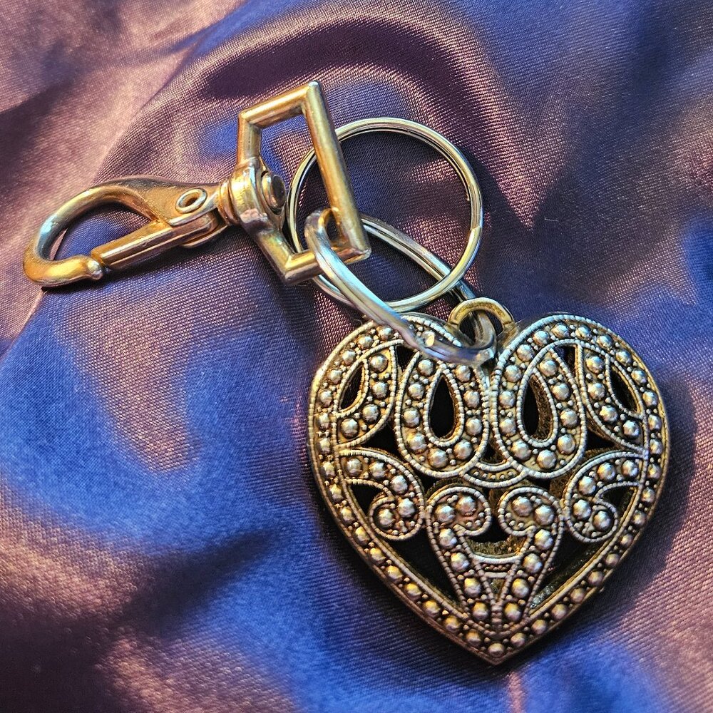 Silver Tone Three Dimensional Filigree Key Charm